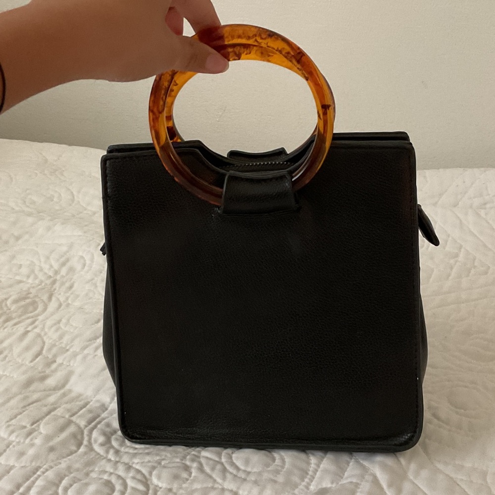 Black Handbag with Amber Handle